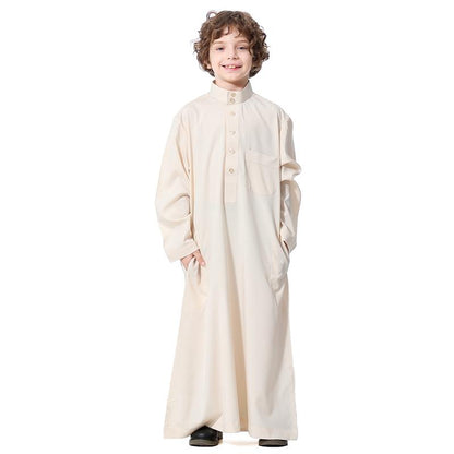 Middle East Arab Stand Collar Thobe Kids Clothing Wear For Boys