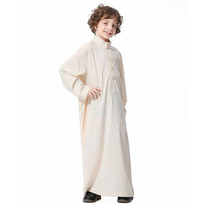 Middle East Arab Stand Collar Thobe Kids Clothing Wear For Boys