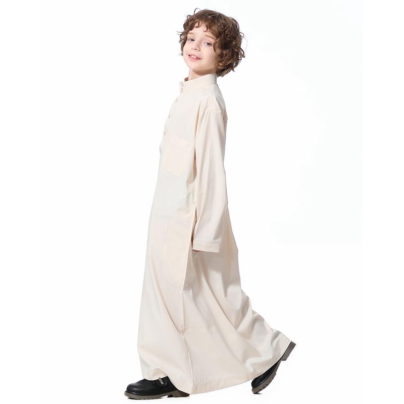Middle East Arab Stand Collar Thobe Kids Clothing Wear For Boys