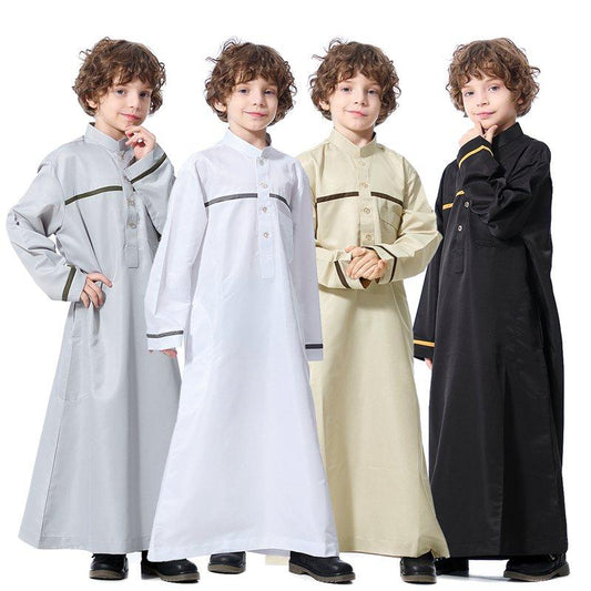 Middle East Arab Kids Clothing Stand Collar Robe Boy thobes