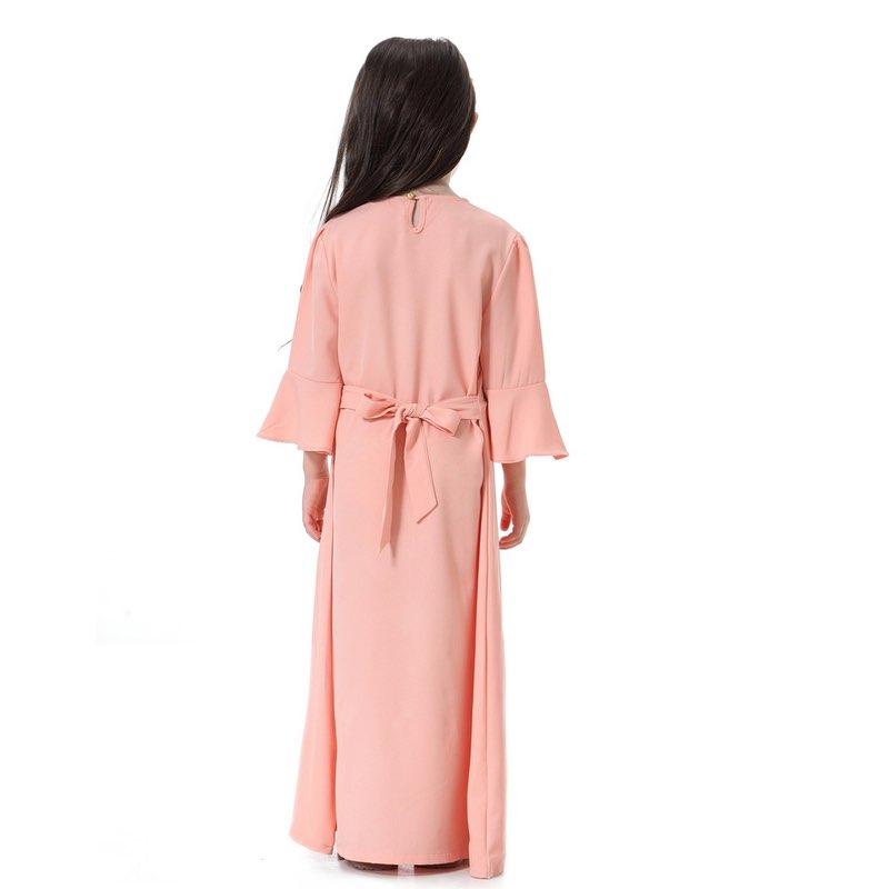 Fashion Simple Girls Abaya Dress Middle East Arab Kids Clothing