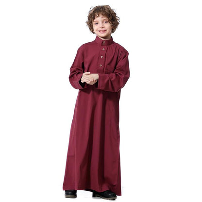 Middle East Arab Stand Collar Thobe Kids Clothing Wear For Boys