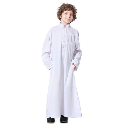 Middle East Arab Stand Collar Thobe Kids Clothing Wear For Boys